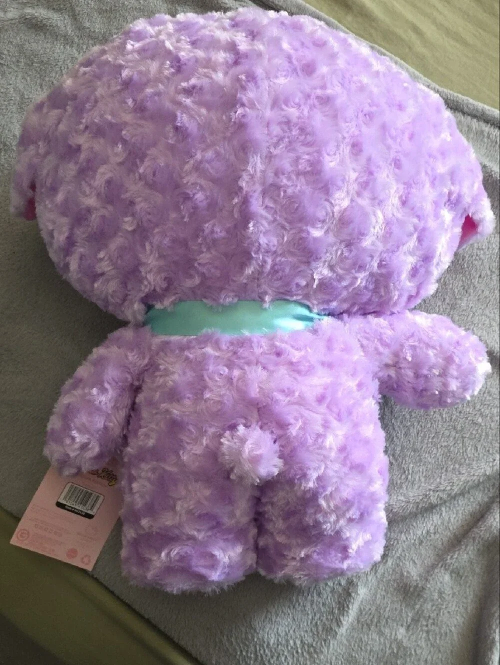 Hello Kitty Plush in Lavender with Pink Bow and Teal Ribbon